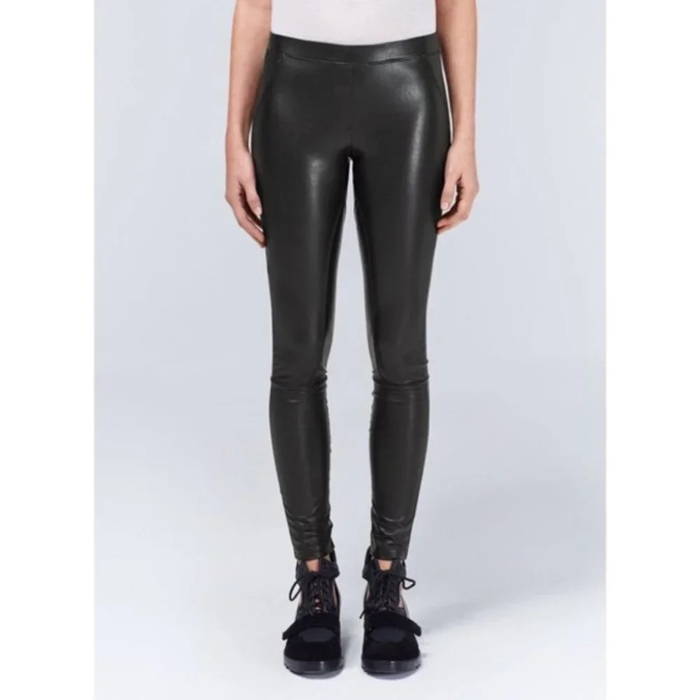 Y2k Aritzia Wilfred Faux Leather Legging Pant Panelled Black Size XS Whimsigoth